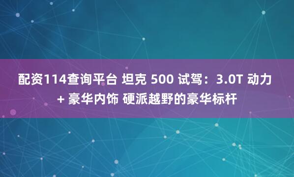 配资114查询平台 坦克 500 试驾：3.0T 动力 + 豪华内饰 硬派越野的豪华标杆